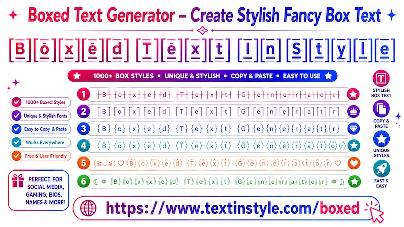 Boxed Text Generator – Copy Stylish Box Fonts & Square Text In Style