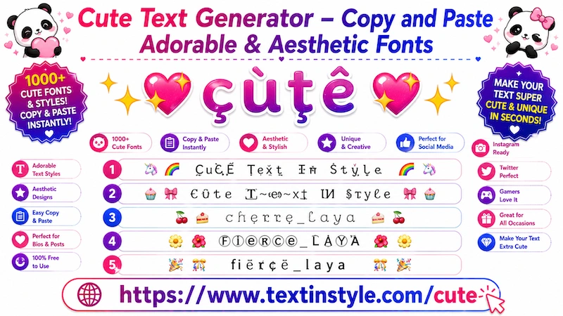 Cute Text Generator – Copy Paste Adorable & Aesthetic Fonts Text In Style