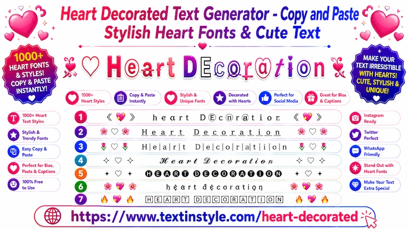 Heart Decorated Text Generator – Copy Stylish Heart Fonts & Cute Text In Style