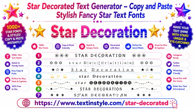 Star Decorated Text Generator – Copy Stylish Star Text Fonts & Aesthetic Text 