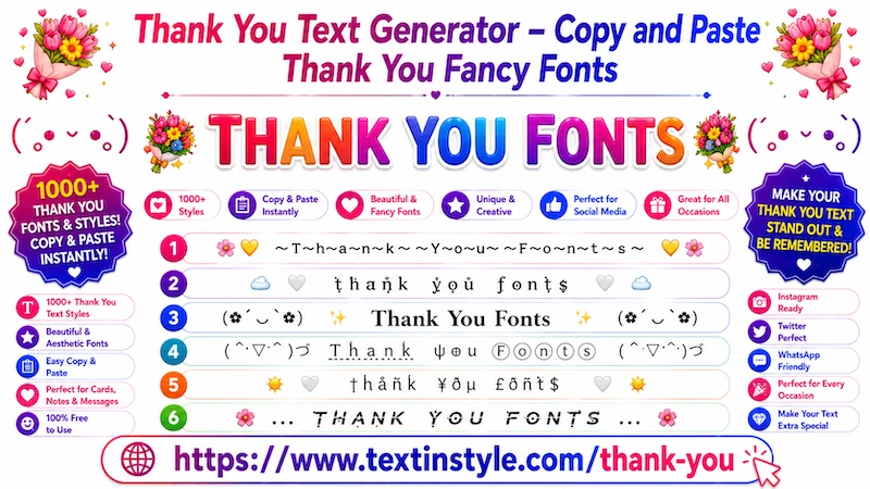 Thank You Text Generator – Copy Stylish Thank You Text In Style